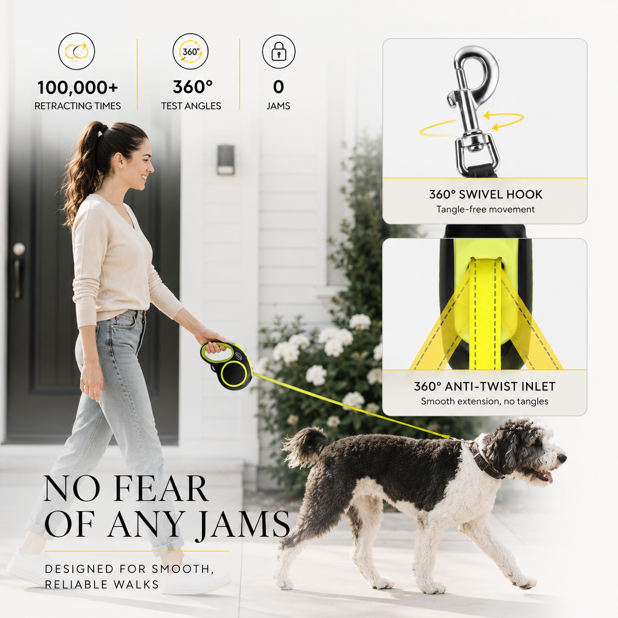PawTime Reflective Retractable Leash