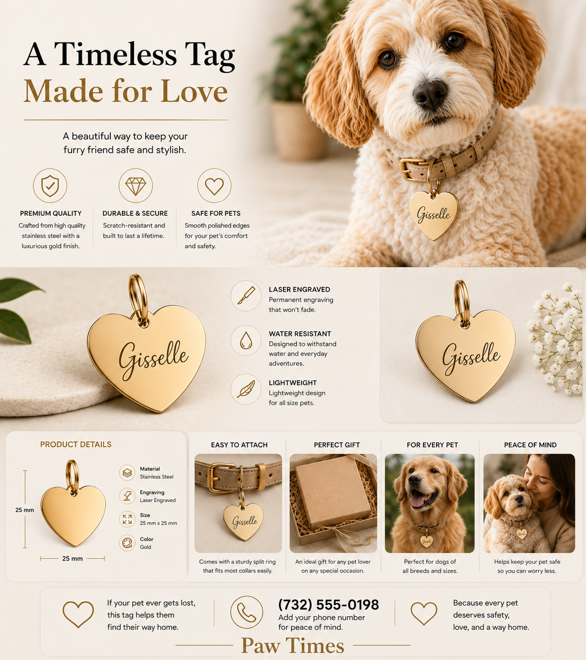 PawTime Engraved ID Tag