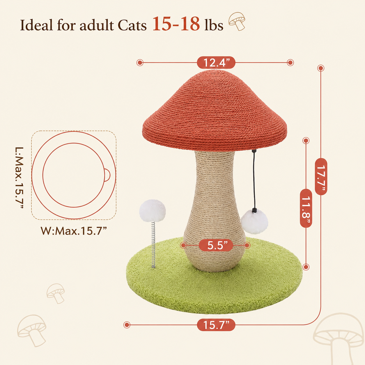 PawTime Mushroom Cat Scratcher